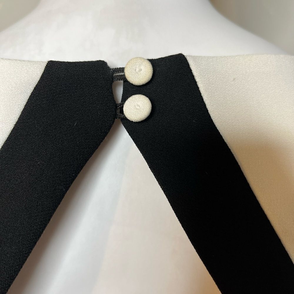 BCBGMaxAzria Long Sleeve Knee Length Dress White and Black Size XS - Picture 4 of 6